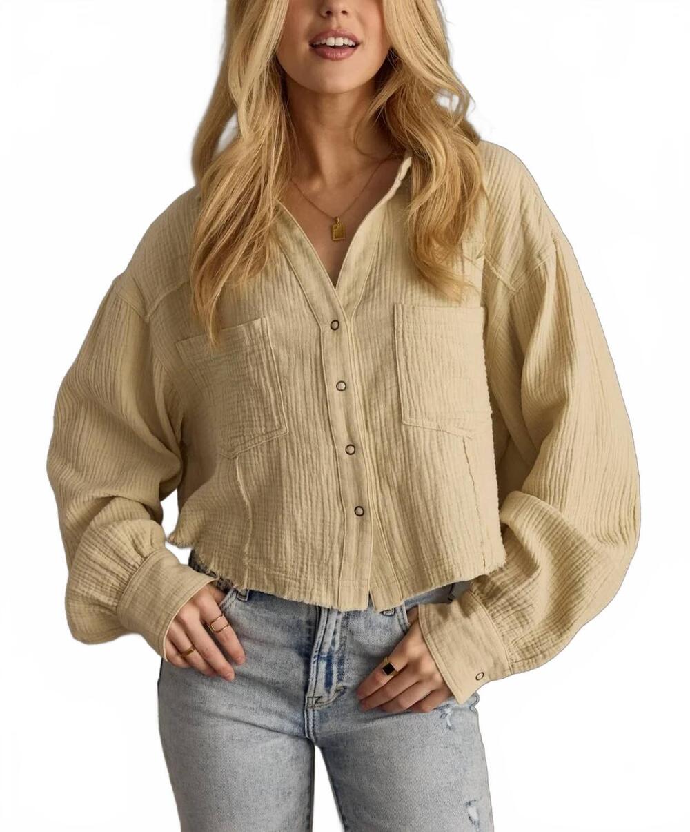 NEW PANACHE gauze button up shirt in khaki